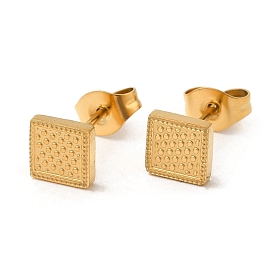 Ion Plating(IP) 304 Stainless Steel Textured Square Stud Earrings