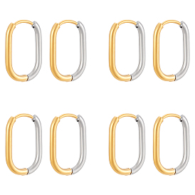 4пары 304 двухцветные серьги-кольца из нержавеющей стали, ионное покрытие (ip), реальный 18 k позолоченный и цвет нержавеющей стали