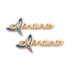 Rack Plating Brass Colorful Enamel Parrot Honduras Links Connector Charms, Cadmium Free & Lead Free, Long-Lasting Plated