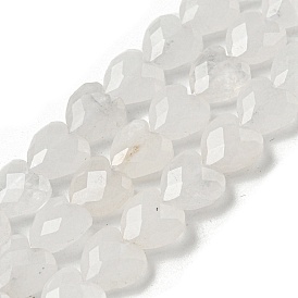 Natural Quartz Crystal Beads Strands, Faceted, Rock Crystal Heart