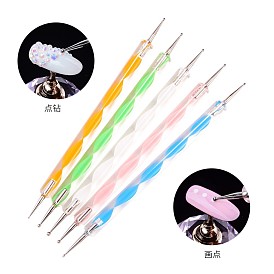 Double Different Head Nail Art Dotting Tools, UV Gel Nail Brush Pens, Plastic Handle & Stainless Steel Pen Head