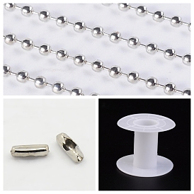 DIY Tag Chains Making Kit, Including Iron Ball Bead Chains, Soldered, with Plastic Spool and Iron Ball Chain Connectors