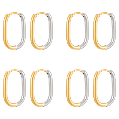 4пары 304 двухцветные серьги-кольца из нержавеющей стали, ионное покрытие (ip), реальный 18 k позолоченный и цвет нержавеющей стали