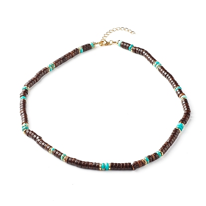 Coconut & Natural Imperial Jasper Beaded Necklaces, with 304 Stainless Steel Lobster Claw Clasps