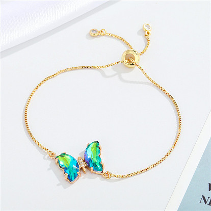 European Jewelry Simple and Elegant Crystal Butterfly Bracelet Adjustable Bracelet for Women