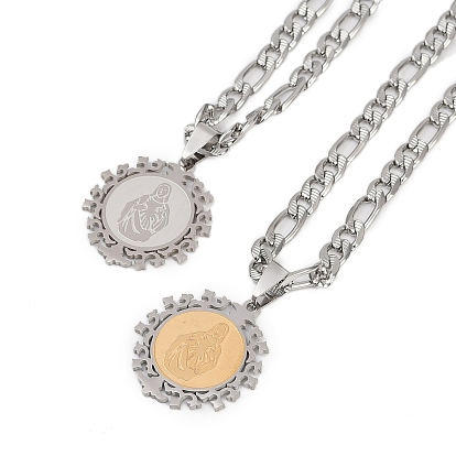 Плоские круглые с девственным узором 201 ожерелья из нержавеющей стали с подвеской для мужчин и женщин