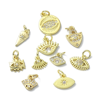 Подвески из латуни с микропаве на тему глаз из кубического циркония, с целью перехода в кольце, без кадмия, без никеля и без свинца, реальный 18 k позолоченный