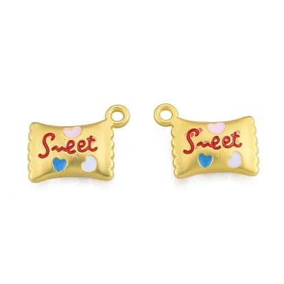 Alloy Enamel Pendants, Matte Style, Candy with Word Sweet