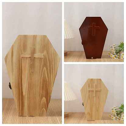 Coffin Shaped Wood Jewelry Storage Boxes, Cross Case for Earrings, Rings, Bracelets, Necklaces Storage