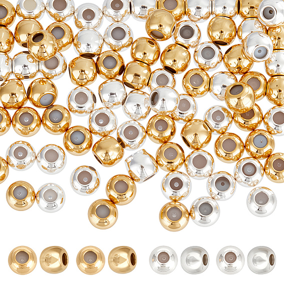 80 шт. 2 цвета латунных бусин, с резиной внутри, ползунки, долговечный, круглые