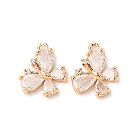 Латунь с кубическим цирконием подвеской, бабочки прелести, реальный 18 k позолоченный