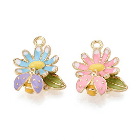 Подвески из эмали и сплава, стойки покрытие, цветочный шарм, золотой свет