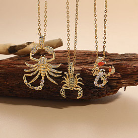 Stainless Steel Chain Scorpion Zircon Pendant - Fashionable OL Personalized Necklace.