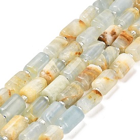 Natural Blue Calcite Beads Strands, with Seed Beads, Faceted Column