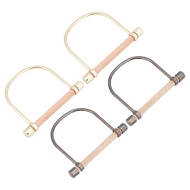 4 Sets 2 Colors Alloy Bag Handle, with Detachable Schima Wood Finding, Bag Replacement Accessories