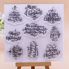Christmas Theme Word Silicone Stamps, for DIY Scrapbooking, Photo Album Decorative, Cards Making
