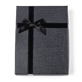 Cajas de collar de la joyería de cartón, con esponja negra, para embalaje de regalo de joyería, Rectángulo con bowknot