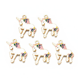 Crémaillère placage pendentifs en émail d'alliage, sans cadmium et sans nickel et sans plomb, licorne