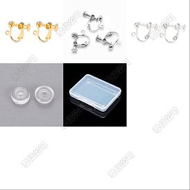 12 pcs 3 couleurs laiton vis sur boucles d'oreilles à clipser, avec coussinets en silicone, clip d'oreille spirale pour bijoux oreilles non percées