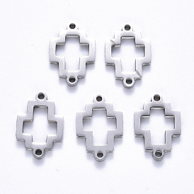 201 Stainless Steel Links Connectors, Laser Cut, Hollow, Cross