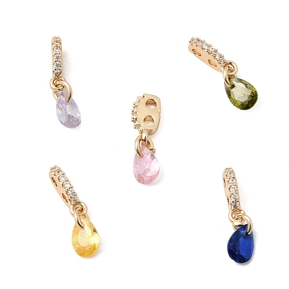 Латунные овальные разделительные планки с петлями и кисточкой из кубического циркония в форме капли.