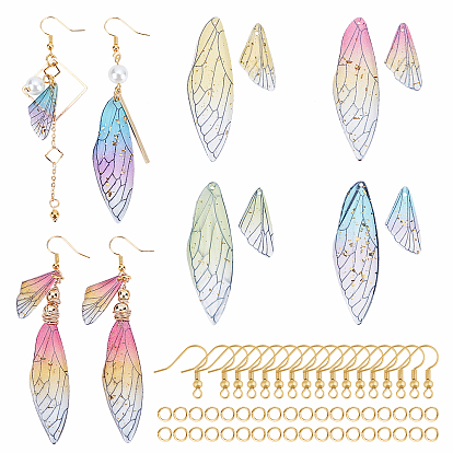 16Pcs Resin Earrings Accessories, Brass Earring Hooks, Open Jump Rings Brass Jump Rings, Wing