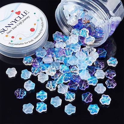 SUNNYCLUE 120Pcs 3 Colors Two Tone Transparent Spray Painted Glass Beads, Dog Paw Prints