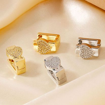 Латунные серьги-кольца в форме сердца, с четким кубического циркония