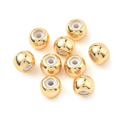 SHEGRACE Brass Beads, Round, with Rubber Inside, Cadmium Free & Nickel Free & Lead Free