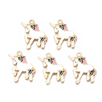 Crémaillère placage pendentifs en émail d'alliage, sans cadmium et sans nickel et sans plomb, licorne