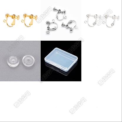 12 pcs 3 couleurs laiton vis sur boucles d'oreilles à clipser, avec coussinets en silicone, clip d'oreille spirale pour bijoux oreilles non percées