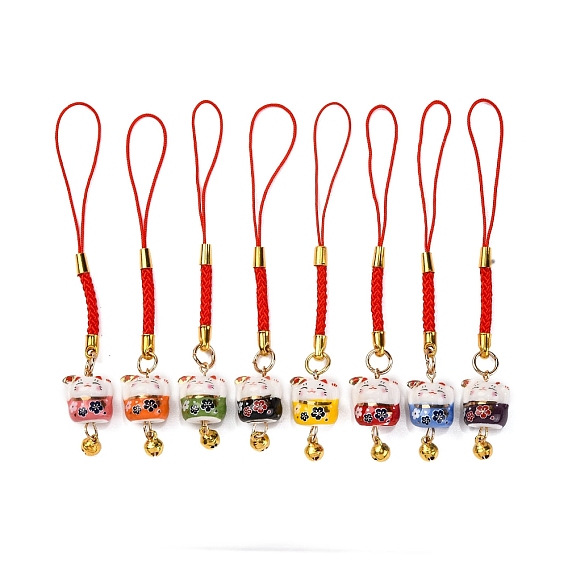 Фарфоровый кулон с котом удачи, нейлоновый шнур для автомобильного рюкзака, подвесные украшения для дома