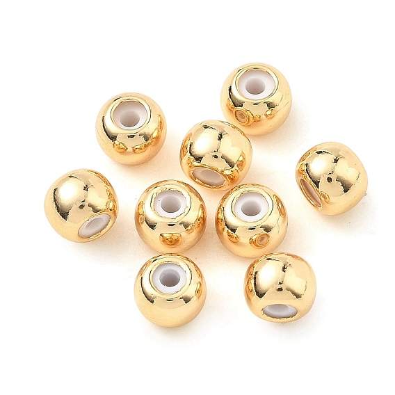 SHEGRACE Brass Beads, Round, with Rubber Inside, Cadmium Free & Nickel Free & Lead Free