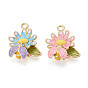 Подвески из эмали и сплава, стойки покрытие, цветочный шарм, золотой свет