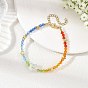 AB Color Glass Star and K9 Glass Faceted Bicone Beaded Bracelets for Women, with Brass Beads, Golden