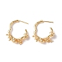 Brass Stud Earring Findings, with Peg Bails and 925 Sterling Silver Pins, Irregular Ring
