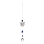 Alloy Butterfly Turkish Blue Evil Eye Pendant Decoration, with Crystal Ceiling Chandelier Ball Prisms, for Home Wall Hanging Amulet Ornament