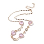 Glass Heart & Square Pendant Necklace with Brass Dapped Chains