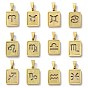 304 подвески из нержавеющей стали с изображением двенадцати созвездий, реальный 18 k позолоченный, прямоугольный шарм