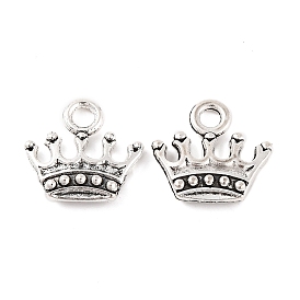 Tibetan Style Zinc Alloy Pendants, Lead Free & Cadmium Free, Crown Charms, 13.2x14.1x3mm, Hole: 2mm, about 555pcs/500g