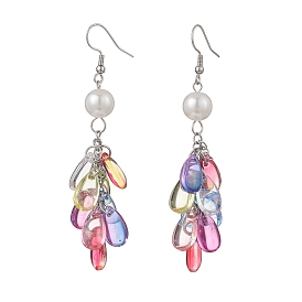 Серьги-кисточки с каплевидной формой из стекла и пластика