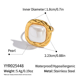 Квадратные кольца из нержавеющей стали, с имитацией жемчуга