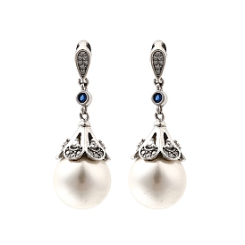 Круглые подвески из ракушечного жемчуга, с 925 подвесками из стерлингового серебра с прозрачным кубическим цирконием, родий, белые