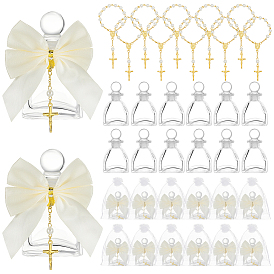 Наборы украшений для крещения, включая пробку для флакона с ароматом из стеклянного шарика и сам флакон, Сумочки из органзы, Сплав браслеты, упаковочные ленты из полиэстера