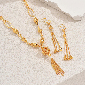 Комплекты из серег и ожерелий из полых круглых бусин из сплава для женщин