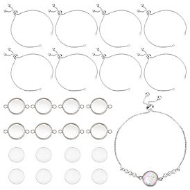 Набор для самостоятельного изготовления браслета со слайдером из купольного звена, включая изготовление браслета с ползунком из латунной коробки и настройку разъема кабошон, Кабошоны из стекла