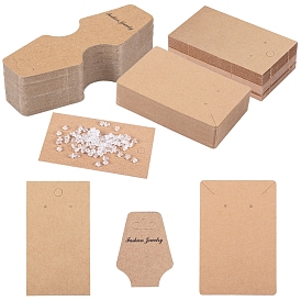Cardboard Paper Necklace and Earring Display Cards Sets, with Plastic Ear Nuts/Earring Backs