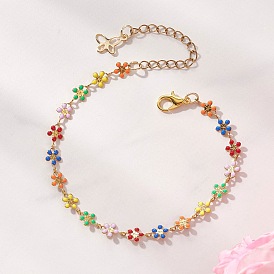 Браслеты из нержавеющей стали с эмалированными звеньями и изображением подсолнуха для женщин, реальный 304 k позолоченный