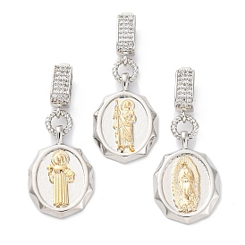 Латунные микро проложить кубического циркония подвески, без кадмия и без свинца, овал с религией человека