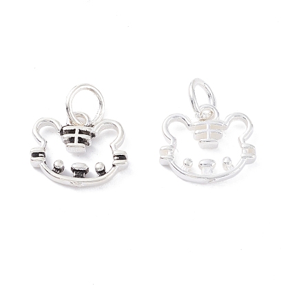 925 Sterling Silver Charms, with Jump Ring, Tiger